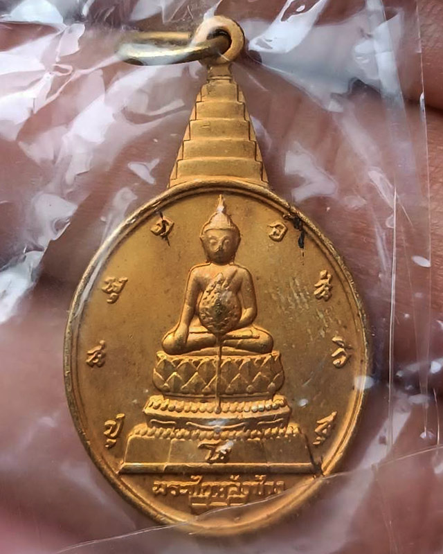 2.เหรียญพระชัยหลังช้าง ในหลวงครบ 5 รอบ หลัง ภปร. พิธีปลุกเสกพร้อมเหรียญพระนอน วัดโพธิ์ ปี 2530 ซองพล