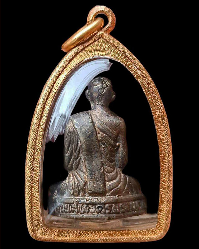 หลวงพ่อโอด วัดจันเสน รูปหล่อโบราณ รุ่น 2 ครบ 6 รอบ พ.ศ. 2531 พร้อมเลี่ยมทองยกซุ้ม