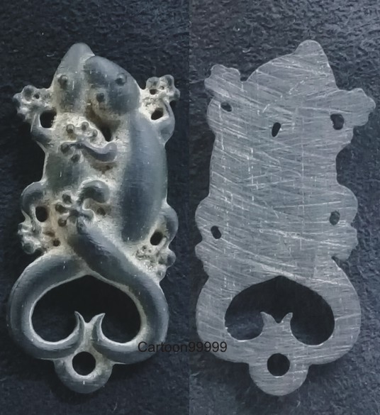 จิ้งจกคู่มหาเสน่ห์ ไม้พญางิ้วดำ งานเก่า สวย คลาสสิคครับผม