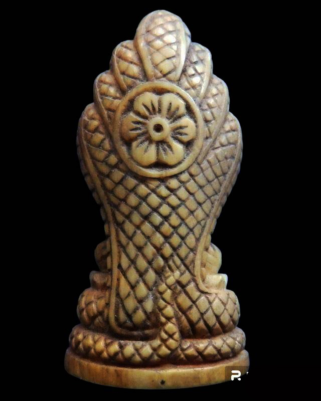 พระนาคปรก งาช้างแกะเก่า ถึงยุคหลวงพ่อเดิม วัดหนองโพธิ์ สูงเกือบ 4 ซ.ม.+บัตร DD-Pra