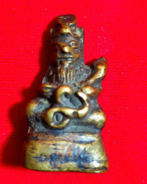 พระอุปคุต หน้าฤาษี หล่อโบราณ เนื้อทองผสมเก่า ไม่ทราบเกจิ