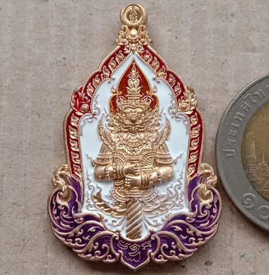 เหรียญท้าวเวสสุวรรณ จ้าวทรัพย์ หลวงพ่อทอง วัดบ้านไร่ จ นครราชสีมา เนื้อสัตตะโลหะลงยา เลข238+กล่อง