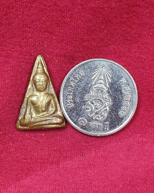 เหรียญพระพุทธ เนื้อฝาบาตร หลังยันต์เฑาะว์ มีตอกโค๊ต (ไม่ทราบวัด)