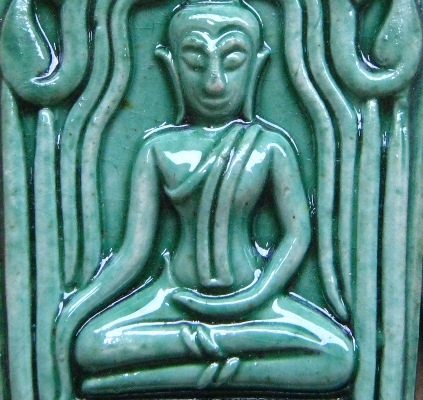 ขุนแผนแขนอ่อน รุ่น1 หลวงปู่ชื้น วัดญาณเสน จ อยุธยา ปี2545 เคลือบเขียว พร้อมกล่องเดิม