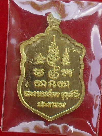 เหรียญเสมาจิ๋ว ประทานพร หลวงพ่อทอง สุทธสีโล เนื้อทองทิพย์ หมายเลข ๒๖๘ พร้อมกล่อง