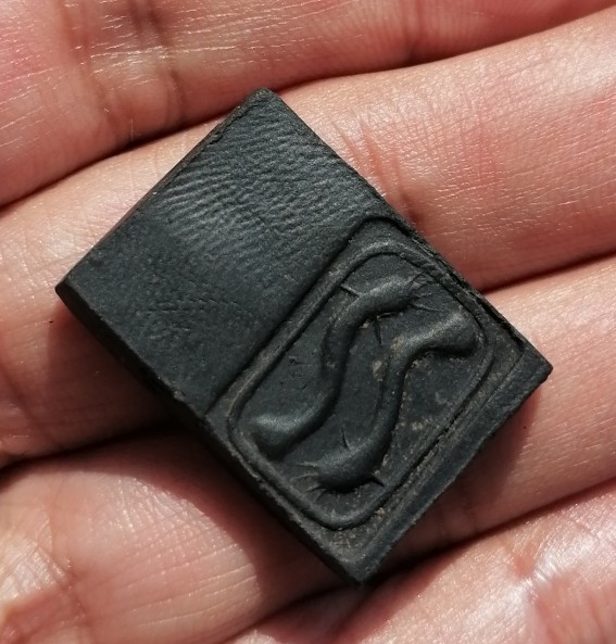 พระสมเด็จพิมพ์รัศมี ไข่ปลาข้างเม็ด หลังปลาดุก​ 2 ตัว หลวงพ่อกวย ออกวัดหนองอีดุก เคาะเดียว   