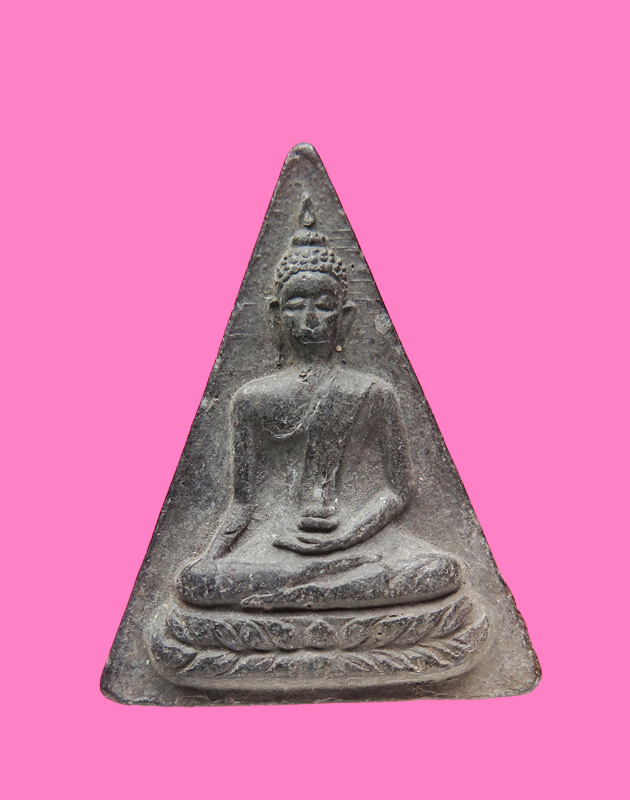 พุทโธบัวบาน  เนื้อดำ พิมพ์จุดเดียว (ยุคต้น) หลวงพ่อสังวาลย์ วัดทุ่งสามัคคีธรรม จังหวัดสุพรรณบุรี