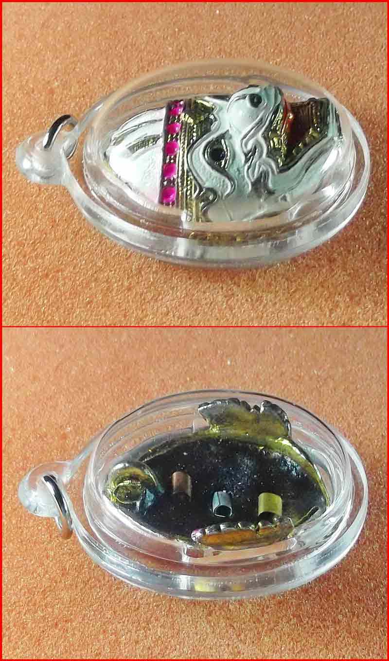 หน้ากากหนุมาน หลังผังตะกรุด หลวงพ่อเพี้ยน วัดเกริ่นกฐิน เนื้อโลหะ ปี 2553 เลี่ยมสวยพร้อมใช้-3