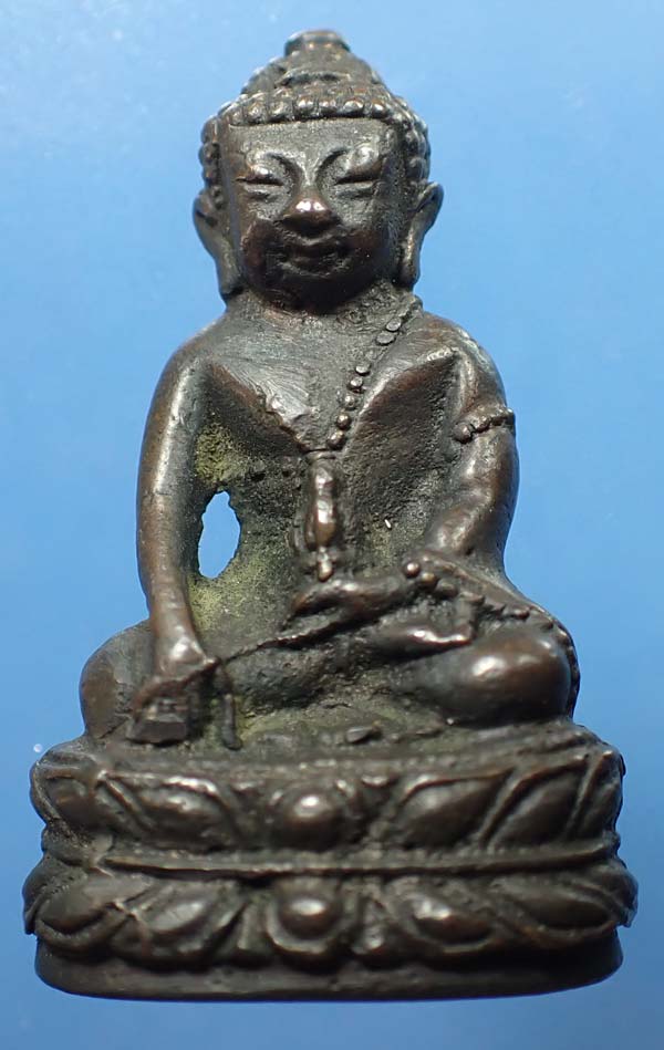 พระกริ่งบัวบาน อาจารย์นอง วัดทรายขาว นวโลหะสวยกริ๊บ+บัตรรับรองพระแท้*176