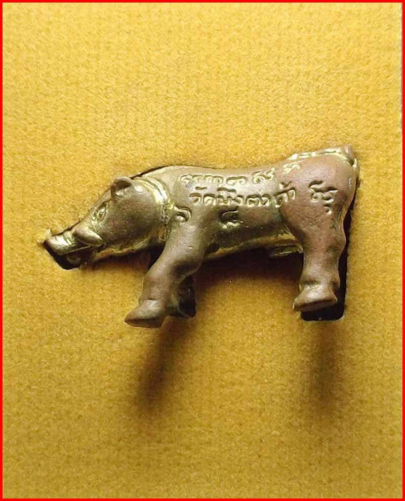 หมูทองแดงไอ้เกเขี้ยวตัน พระอาจารย์สมคิด วัดบึงตาต้า อ.ปลวกแดง จ.ระยอง รุ่นเจ้าสัวบูรพา ปี 2556