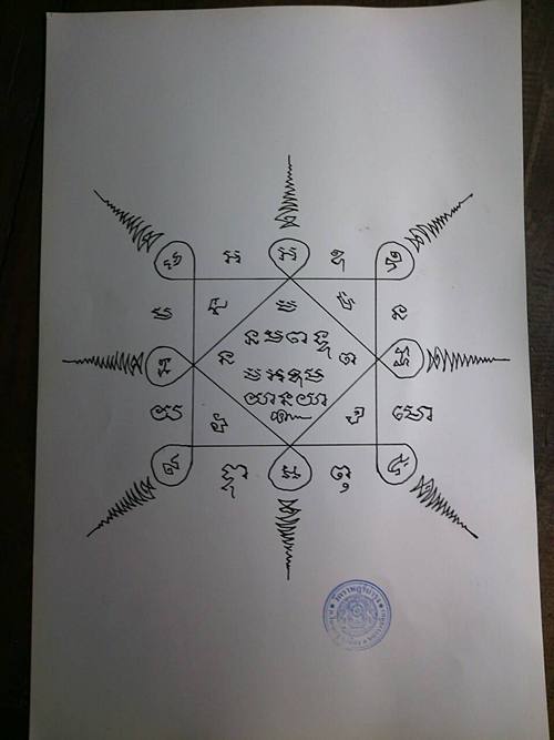 รูปพิมพ์หลวงพ่อคูณหลังยันต์ ออกวัดปรก ปี ๒๕๓๗ ขนาดใหญ่ 12x28 นิ้ว ปั้มตราวัดปรกหน้าหลัง 3 ตรา