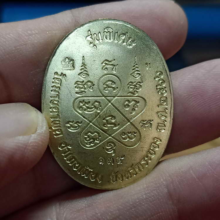 วัดสร้าง เหรียญหลังเต่า รุ่นพิเศษ 89 หลวงพ่อรวย วัดมาบตะพุด จ.ระยอง ปี 2566 เนื้อทองทิพย์