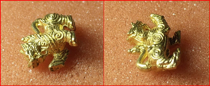 สิงห์จิ๋ว รุ่น 1 หลวงพ่อเพี้ยน วัดเกริ่นกฐิน จ.ลพบุรี เนื้อทองเหลือง ปี 2553