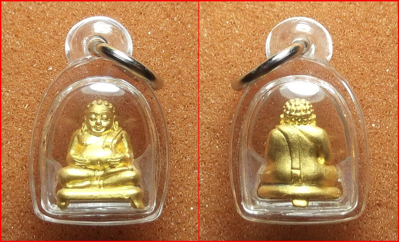 พระสังกัจจายน์มหาลาภ หลวงพ่อบ้านแหลม วัดเพชรสมุทรวรวิหาร จ.สมุทรสงคราม เนื้อกะไหล่ทอง พร้อมเลี่ยม