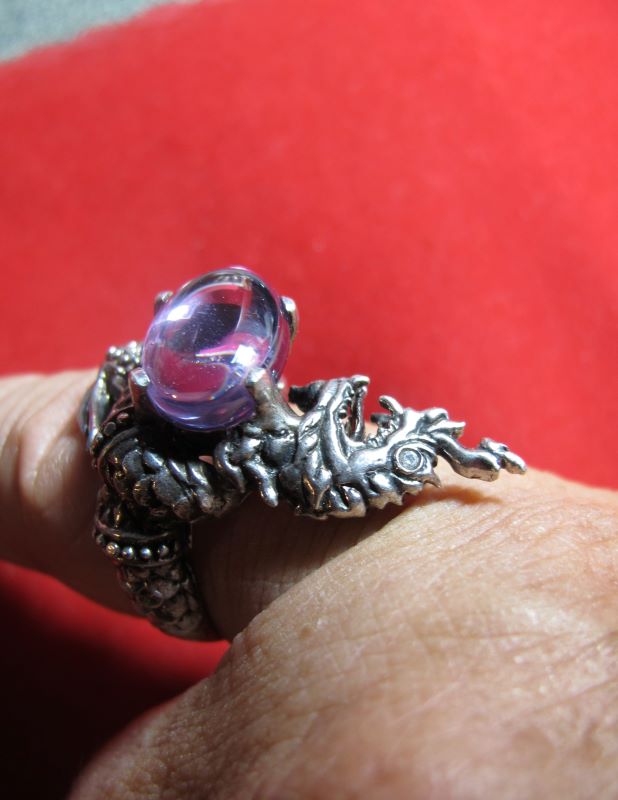 แหวนพญานาค เนื้อเงินพลวง  หัวพลอย สวยขั้นเทพ