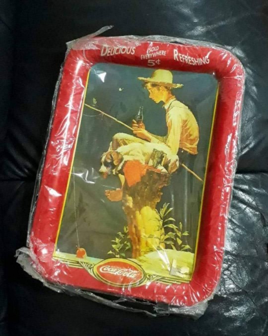 ถาดสังกะสี COKE 1990 (แท้) 2 ใบ 2 ลาย