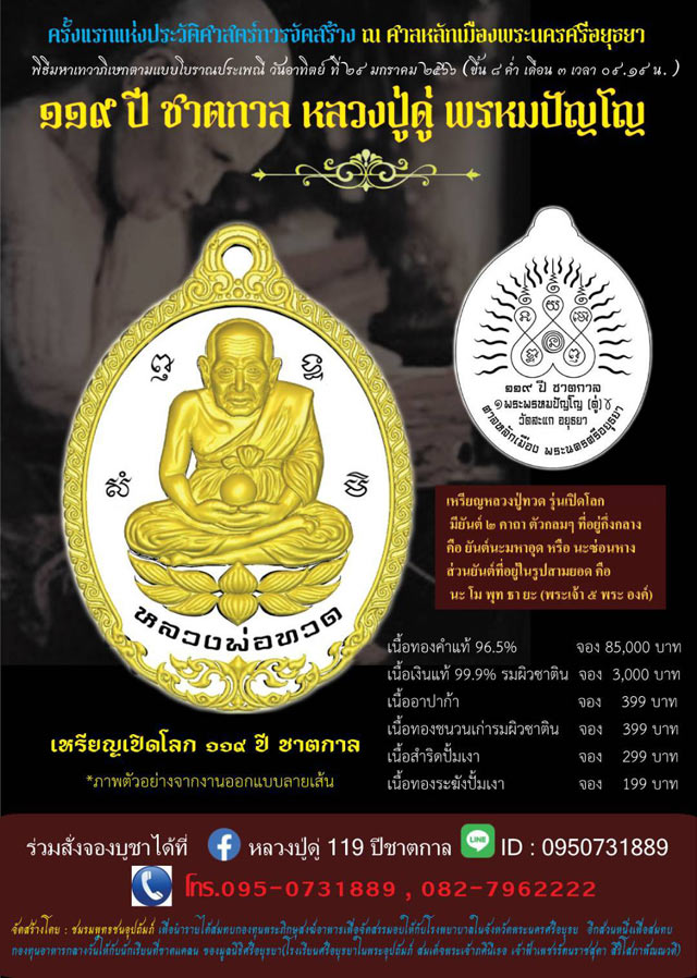 เหรียญหลวงปู่ทวดเปิดโลก ปี 2566 รุ่น 119 ชาตกาล หลวงปู่ดู่ เนื้อทองระฆัง พร้อมกล่องเดิม