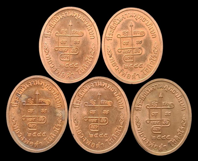 เคาะแรกแดง..เหรียญนาคปรก ๒๕๔๕..ทองแดงผิวไฟ ๕ เหรียญ ไม่มีกล่อง..ล.พ.ดำ วัดเขาพูลทอง จ.จันทบุรี