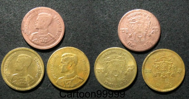 เหรียญ ๕ สตางค์ ในหลวง ร.๙ ๓ เหรียญ ๒ พิมพ์ ๒ เนื้อ สวย เดิมครับผม