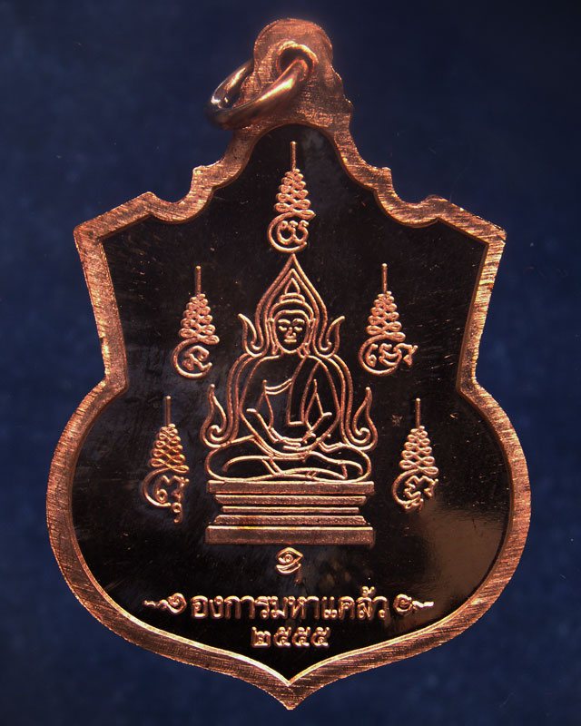 7.เหรียญ 2 มหาราช หลังยันต์องการมหาแคล้ว สมทบทุนสร้าง ร.พ. 84 พรรษามหาราช พ.ศ. 2555 เนื้อทองแดงขัดเง