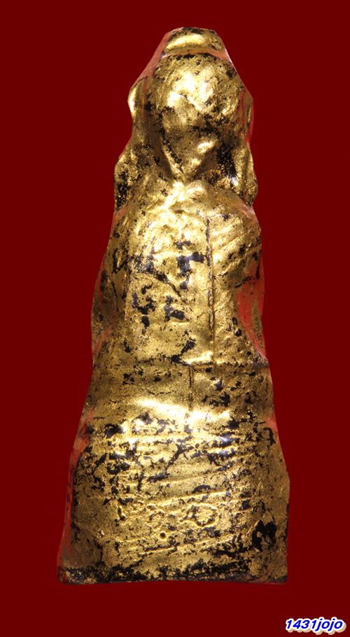 พระบัวเข็ม กรุวัดชนะสงคราม จ.กทม. ปี2495 เนื้อผงคลุกรัก ปิดทองเก่า +บัตร 