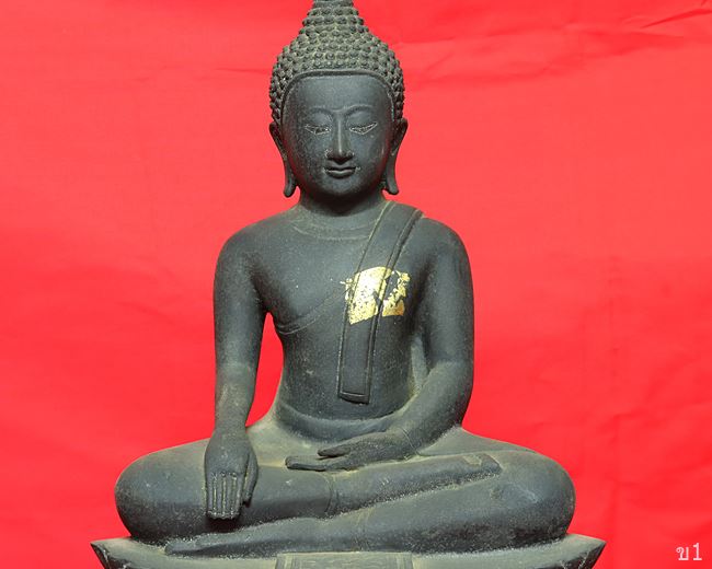 พระบูชาหลวงพ่อทอง วัดเขาตะเครา ปี 2521 หน้าตัก 9 นิ้ว ป้ายแปะสีแดง