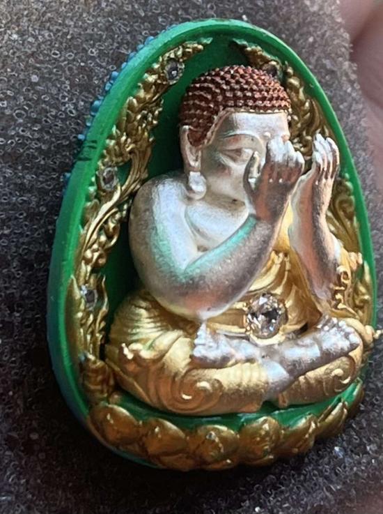 พระปิดตา พุทธศิลป์ รุ่นชนะจน หลวงปู่โต๊ะ วัดประดู่ฉิมพลี ออกวัดถ้ำสิงโตทอง ราชบุรี เนื้อนวะ ฝังเพชร 