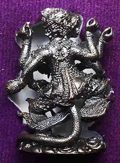 หนุมานแปดกร หลวงพ่อพูล วัดไผ่ล้อม จ.นครปฐม ปี 47 เนื้อโลหะรมดำ