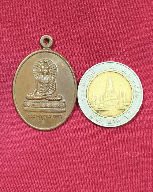 เหรียญพระพุทธเมตตา ตอกโค๊ต วัดป่าพระธาตุหลวง ต.แม่เย็น อ.พาน จ.เชียงราย ปี2558