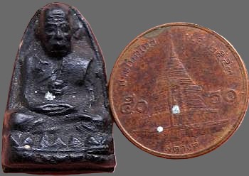 *รูปเหมือนหลวงพ่อทาบ วัดกระบกขึ้นผึ้ง ระยอง ปี๒๕๐๕ เนื้อดินจุ่มรักทาสีผึ้งเขียว*