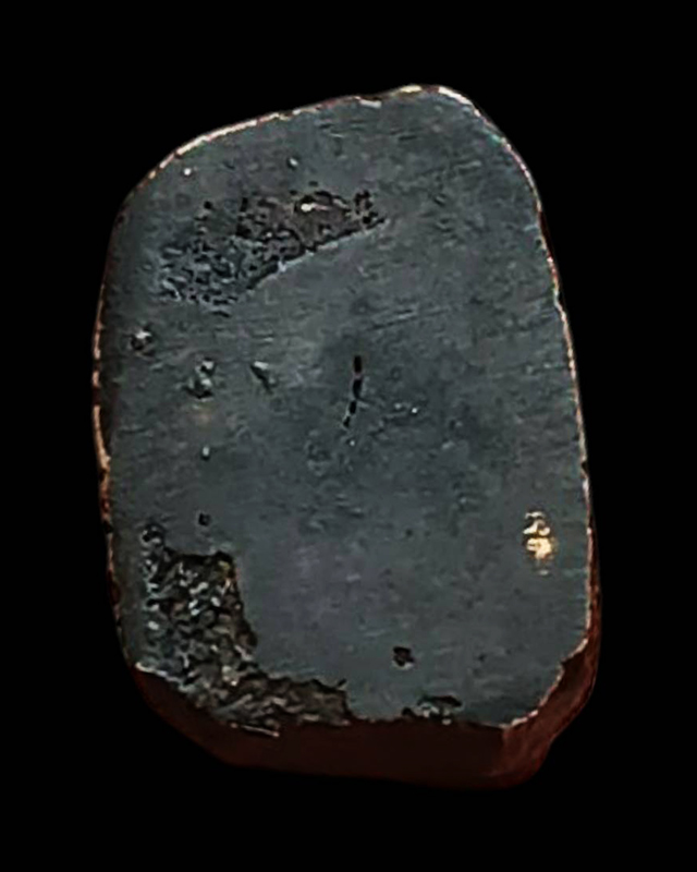 รูปหล่อโบราณฐานเหลี่ยม เนื้อทองผสม มีกริ่ง หลวงพ่ออินทร์ วัดสระสี่มุม กำแพงแสน จ.นครปฐม พ.ศ. 2514