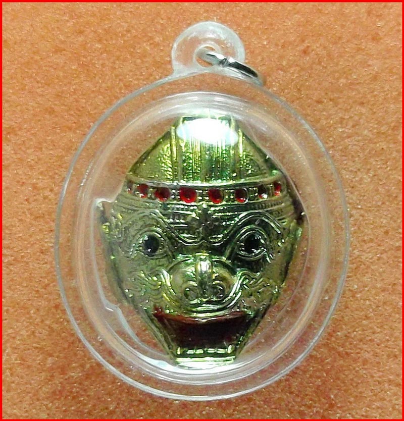 หน้ากากหนุมาน หลังผังตะกรุด หลวงพ่อเพี้ยน วัดเกริ่นกฐิน เนื้อโลหะ ปี 2553 เลี่ยมสวยพร้อมใช้-5 