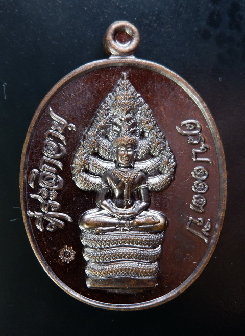 เหรียญพระนาคปรกรุ่นแรก หลวงปู่สอ ขันติโก วัดโพธิ์ศรี จ.นครพนม รุ่นสมปรารถนา เนื้อทองแดงรมน้ำตาล