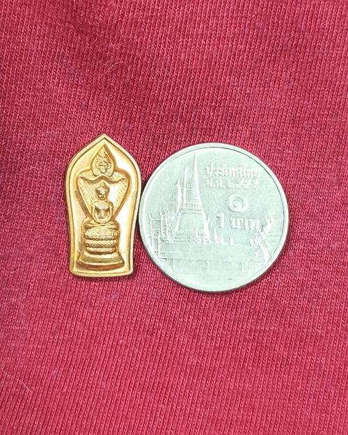 พระนาคปรกพิมพ์เล็ก หลังยันต์เฑาะว์  มั่ง มี ศรี สุข เนื้อทองแดงผิวไฟ