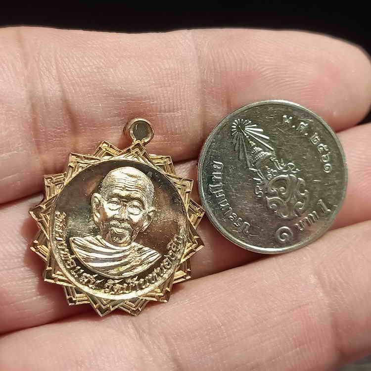 เหรียญ 16 แฉก ประกายแสน หลวงปู่แสน วัดบ้านหนองจิก จ.ศรีสะเกษ ปี 2560 เนื้อนวะพรายเงิน หมายเลข 313