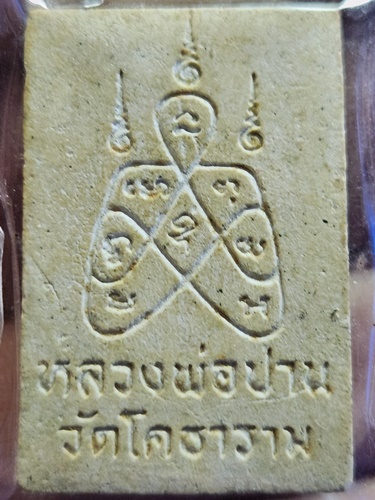 วัดบางเหี้ย  สมุทรปราการ พระผงรูปเหมือนฝังกริ่ง หลวงพ่อปาน  พิมพ์นั่งเสือคู่