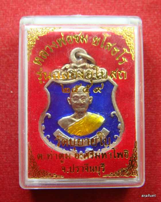  เหรียญ รุ่นฉลองโบสถ์ หลวงพ่อชม วัดบุยายใบ ปราจีนบุรี ปี 2559  กล่องเดิม 