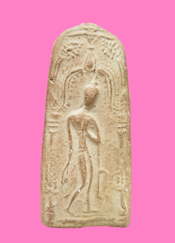 พระลีลาซุ้มแจกัน (กำแพงคืบ) เนื้อดิน เก่า