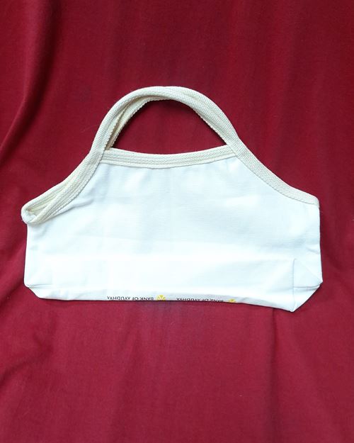 (ปิด39-) กระเป๋าผ้าใบเล็ก สกรีนรูปหมี จากธนาคารกรุงศรี (สภาพไม่ได้ใช้)