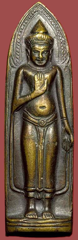 *พระร่วงยืนหลังรางปืน วัดพระธาตุดอยสุเทพ เชียงใหม่ ปี๒๕๑๕ เนื้อทองเหลือง เจดีย์จม รางทะลุ**