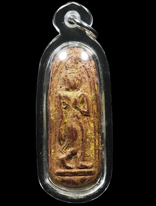 พระลีลาทุ่งเศรษฐี พิมพ์กลาง เนื้อเกสร108 แดง ปิดทองในพิมพ์ หลวงพ่อแพ วัดพิกุลทอง ปี11..เคาะเดียวแดง.