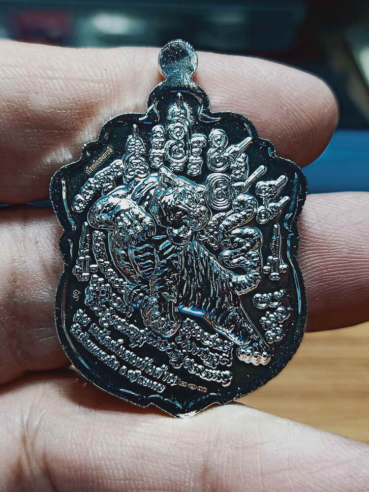 4-90 เหรียญเสมาหัวเสือ รุ่นพยัคฆ์แสนล้าน หลวงปู่แสน วัดบ้านหนองจิก จ.ศรีสะเกษ ปี 2562 กล่องเดิม