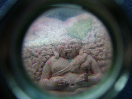 T7.3 พระสังกัจจาย รูปหัวใจสีชมพู เลี่ยมพร้อมใช้