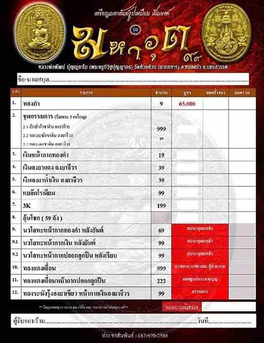 หลวงพ่อพัฒน์ วัดห้วยด้วน เหรียญมหาอุต 99 เนื้อทองแดง เหรีนญถวายหลวงพ่อ และ ผู้ช่วยงาน เลขสวย 205
