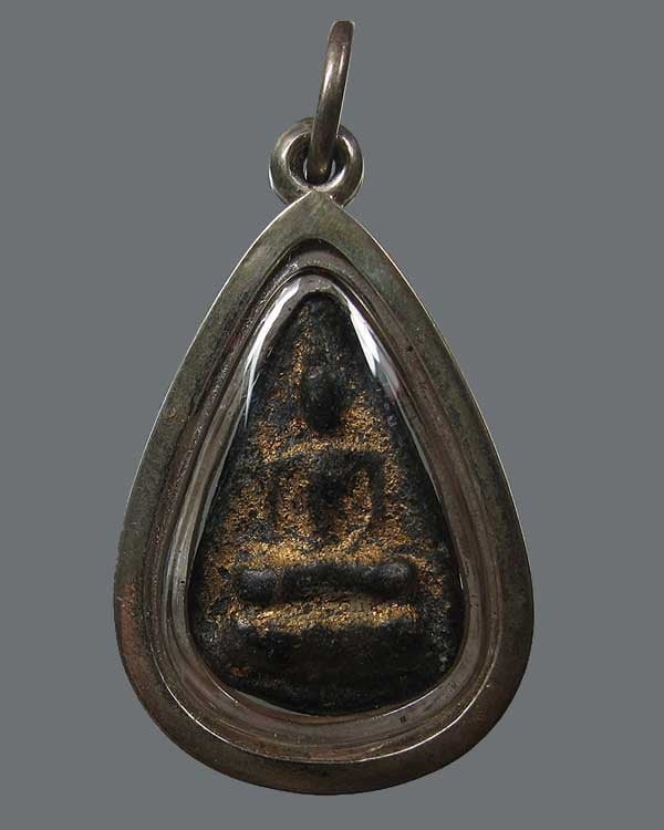 พระผงข้าวสารดำเสก พิมพ์สมาธิ หลังจารยันต์เฑาะว์ หลวงปู่เต็ม วัดเงินบางพรหม กทม.