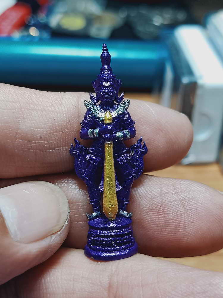 4-65 รูปเหมือนท้าวเวสสุวรรณ ประทานทรัพย์ หลวงพ่อทอง วัดบ้านไร่ จ.นครราชสีมา กระบองทอง กล่องเดิม