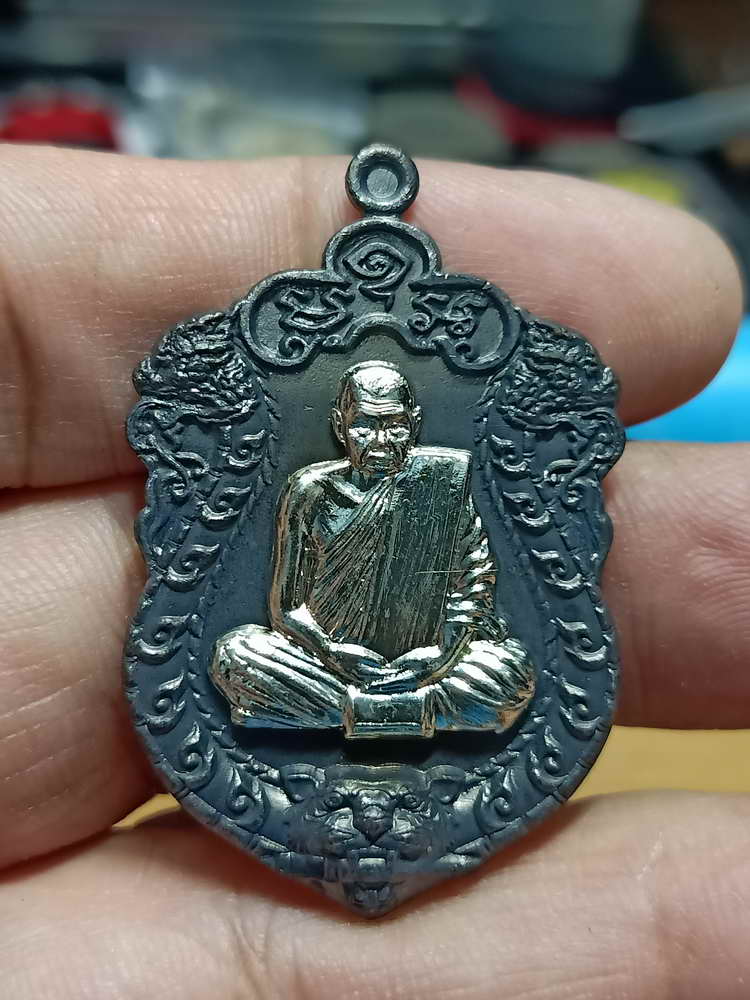 4-46 เสมามหาสมปรารถนา หลวงพ่อสม วัดบ้านด่าน จ.ปราจีนบุรี ทองแดง หน้ากากเงิน กล่องเดิม 