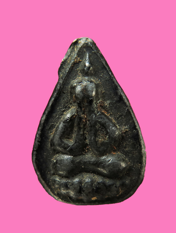 พระปิดตาข้างเม็ด 2 หน้า เนื้อตะกั่วชุบรัก 