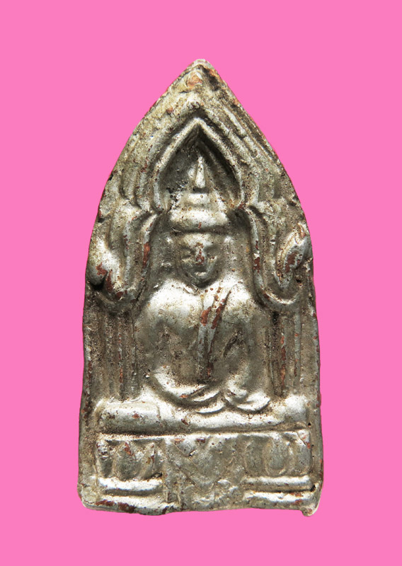 พระขุนแผนฐานผ้าทิพย์ เนื้อดิน ทาบอล์นเงิน เก่า 