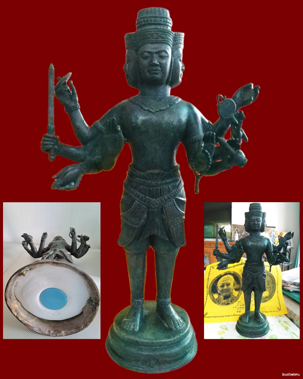 พระพรหมขนาดบูชา เนื้อสัมฤทธิ์ศิลา รุ่นมหาปรารถนา ปี 2548 ศิลปะขอมบายน หลวงปู่หงษ์ สุสานทุ่งมน 